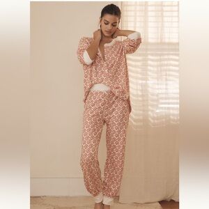 NWT 🆕 Anthro Red Motif Waffle Knit PJ Set - S Top / M Bottoms